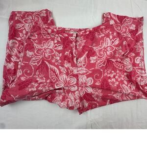 Talbots pink floral stretch cotton zippered ankle pants womens size 18